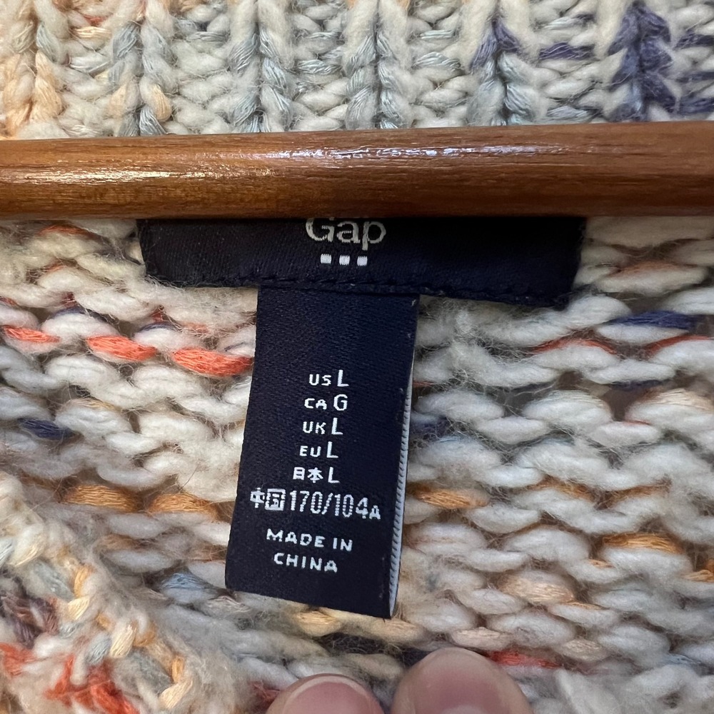 Gap Womens Large Space Dye Chunky Knit Sweater Multi Color Wool Blend Crewneck - Picture 5 of 6